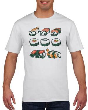 Koszulka męska Panda sushi futomaki nigiri L Biały