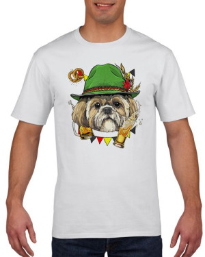 Koszulka męska Pies Shih Tzu Oktoberfest piwo S Biały