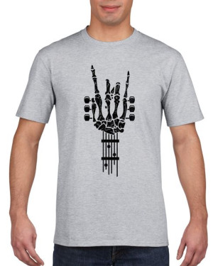 Koszulka męska Szkielet gitara rock'n'roll L Szary
