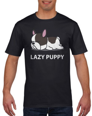 Koszulka męska Leniwy bulldog XL Czarny