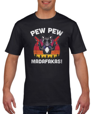 Koszulka męska Pew Pew Madafakas buldog XL Czarny