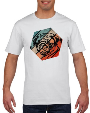 Koszulka męska Retro vintage pug mops pies S Biały