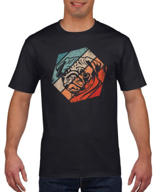 Koszulka męska Retro vintage pug mops pies L Czarny