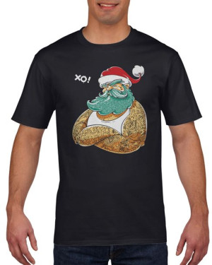 Koszulka męska Ho Ho Ho Wytatuowany Mikołaj L Czarny