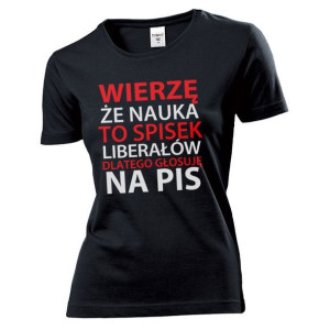 Koszulka damska Nauka to spisek liberałów XL Czarny