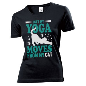Koszulka damska Yoga joga i koty XXL Czarny