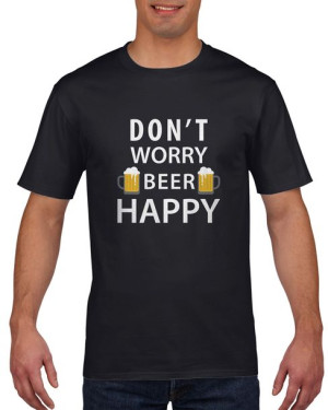 Koszulka męska Don't worry beer happy L Czarny