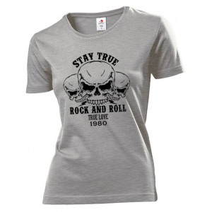 Koszulka damska Stay true rock and roll S Szary