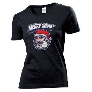 Koszulka damska Merry Xmas Mikołaj S Czarny