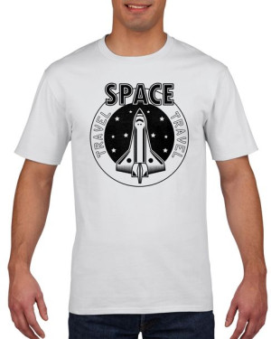 Koszulka męska Space Travel Statek kosmiczny M Biały