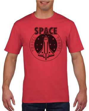Koszulka męska Space Travel Statek kosmiczny M Czerwony