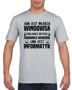 Koszulka męska Jam jest Informatyk L Szary