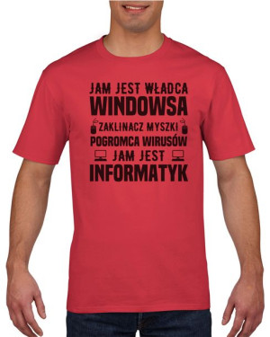 Koszulka męska Jam jest Informatyk XL Czerwony