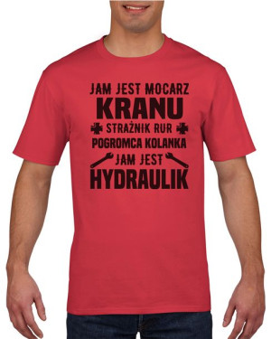 Koszulka męska Jam jest Hydraulik S Czerwony