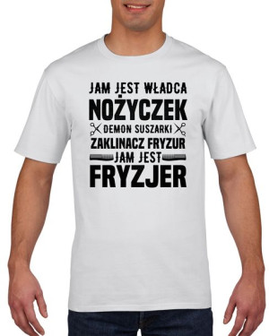 Koszulka męska Jam jest Fryzjer XL Biały