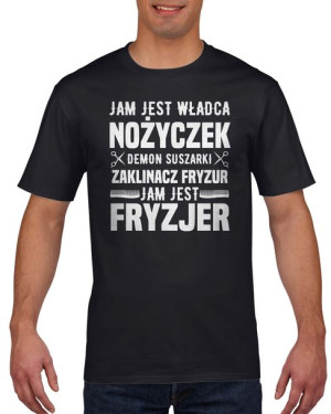 Koszulka męska Jam jest Fryzjer L Czarny