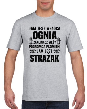 Koszulka męska Jam jest Strażak XXL Szary