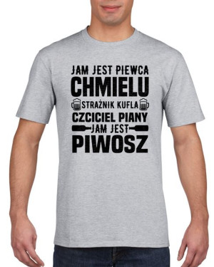 Koszulka męska Jam jest Piwosz L Szary