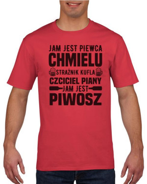Koszulka męska Jam jest Piwosz L Czerwony