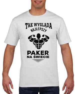 Koszulka męska Najlepszy paker na świecie XXL Biały