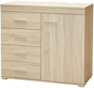 Komoda 4 szuflady 1 drzwi dąb sonoma 100cm M-5