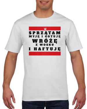 Koszulka męska Sprzątam myję i gotuję XXL Biały