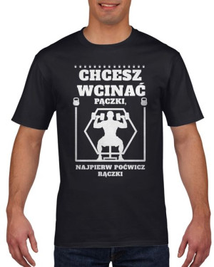 Koszulka męska Najpierw poćwicz rączki M Czarny