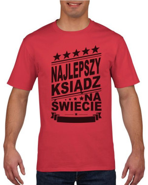Koszulka męska Najlepszy ksiądz na świecie XL Czerwony