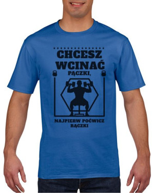Koszulka męska Najpierw poćwicz rączki L Niebieski
