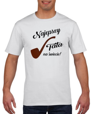 Koszulka męska Najlepszy tata na świecie XL Biały