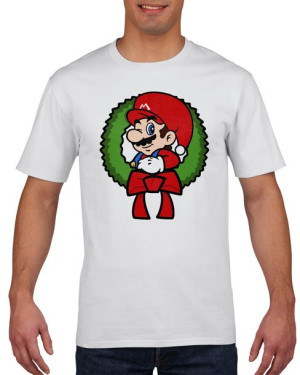 Koszulka męska Merry Mario Christmas XXL Biały
