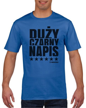 Koszulka męska Duży czarny napis z gwiazdkami S Niebieski