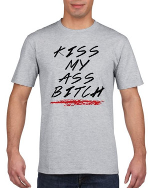 Koszulka męska Kiss my ass bitch XL Szary