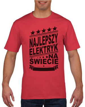 Koszulka męska Najlepszy elektryk na świecie XXL Czerwony