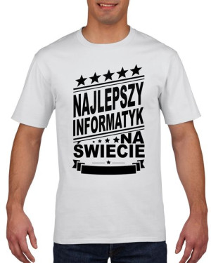 Koszulka męska Najlepszy informatyk na świecie L Biały