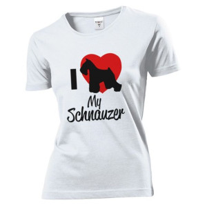 Koszulka damska I Love My Schnauzer L Biały