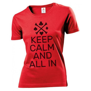 Koszulka damska Poker Keep calm and all in S Czerwony