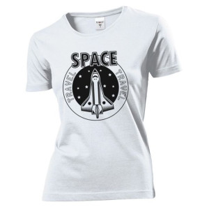 Koszulka damska Space Travel Statek kosmiczny S Biały