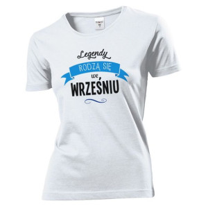 Koszulka damska Legendy rodzą się we wrześniu M Biały