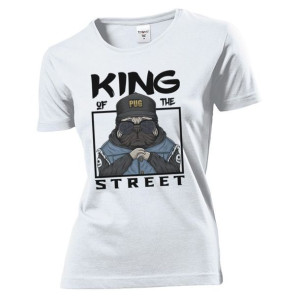 Koszulka damska Pug king of the street XL Biały