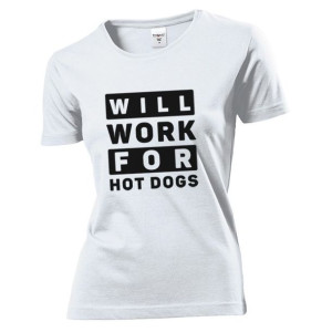 Koszulka damska Will work for hot dogs M Biały