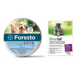 Pakiet Foresto dla Psa poniżej 8 kg + Drontal Dog Flavour 2 Tab