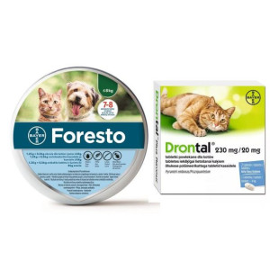 Pakiet Foresto dla Kota i Psa poniżej 8 kg + Drontal 2 Tabletk
