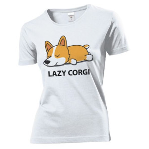 Koszulka damska Leniwy corgi XL Biały