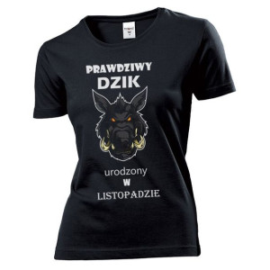 Koszulka damska Prawdziwy dzik urodzony w listopadzie S Czarny