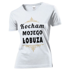 Koszulka damska Kocham mojego łobuza XXL Biały