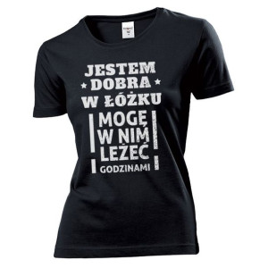 Koszulka damska Jestem dobra w łóżku XL Czarny