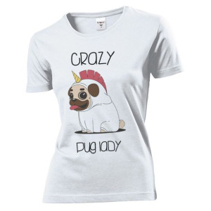 Koszulka damska Mops crazy pug lady XXL Biały