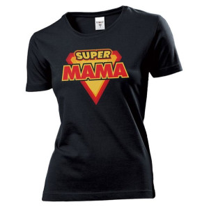 Koszulka damska Super mama M Czarny