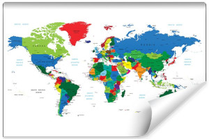 Fototapeta FLIZELINOWA dla Dzieci Mapa Świata 3D 270cm x 180cm